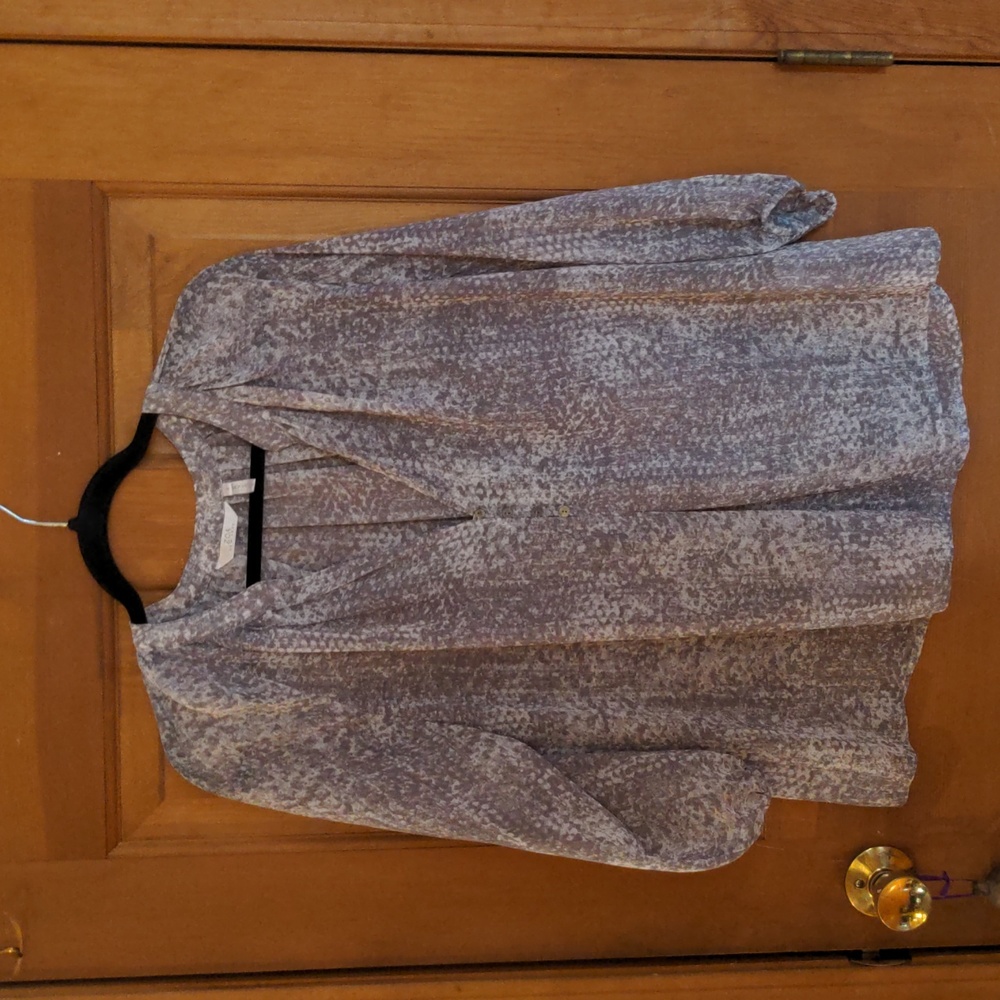 Zoa New York Mottled Gray 3/4 Sleeve Sheer Blouse Size S